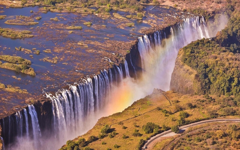 rainbow, falls, waterfall, 1080P, victoria, landscape, zambia