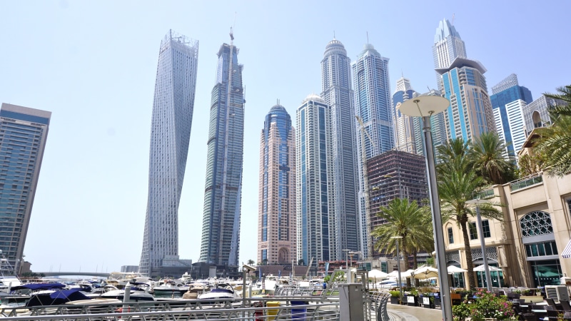 travel Destinations, architecture, day, downtown District, arabia, city Life, cityscape, Dubai, nautical Vessel, urban Skyline, office Building, Building