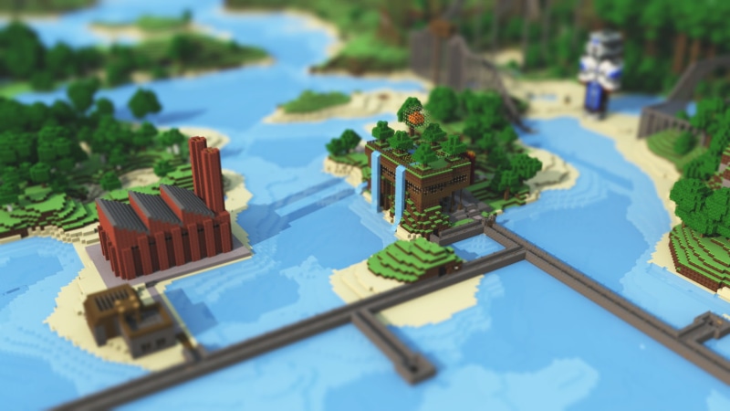 representation, vacations, miniature, travel, Minecraft, close-up, high angle view, summer, travel Destinations, day, render, green, temptation, food and drink