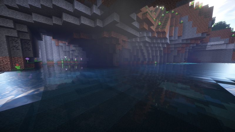 multi colored, reflection, Minecraft, screenshot, sea, Sun, sunlight, day, office, building, cave, outdoors, building exterior, wall - building feature