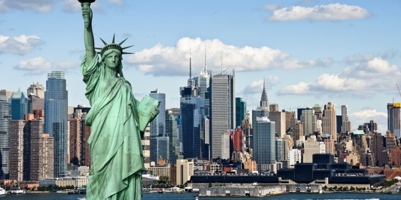 statue, 1080P, New York City, cityscape, Statue of Liberty