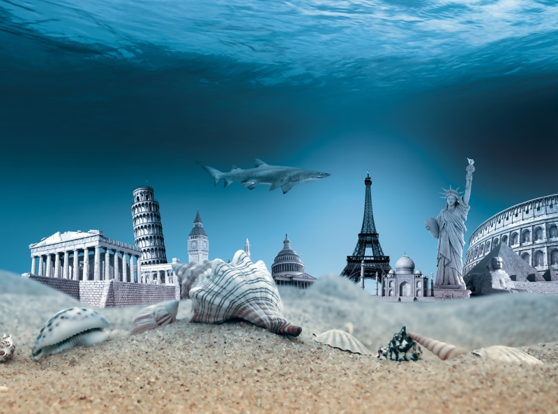 Leaning Tower of Pisa, vertebrate, marine, seashells, multicolored, nature, animals in the wild, shark, city, skyscraper, sphynx, sand, building exterior