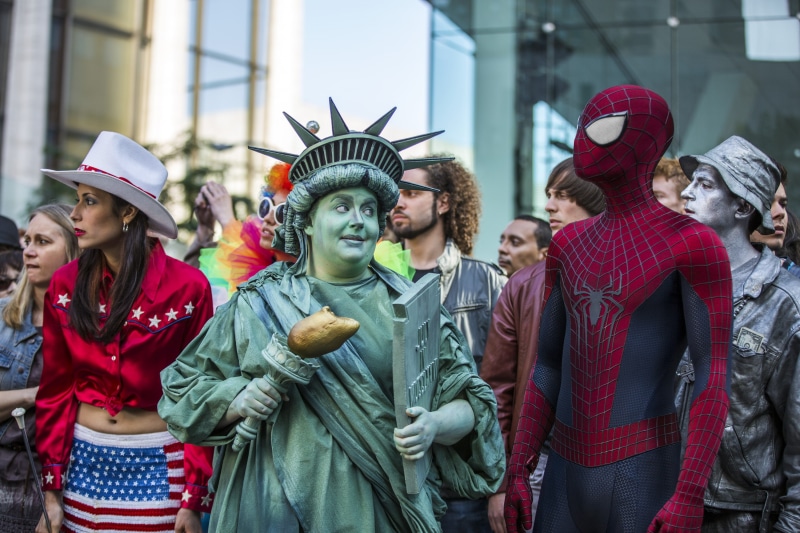 the statue of liberty, Andrew Garfield, 2K, spider-man, The Amazing Spider-Man 2