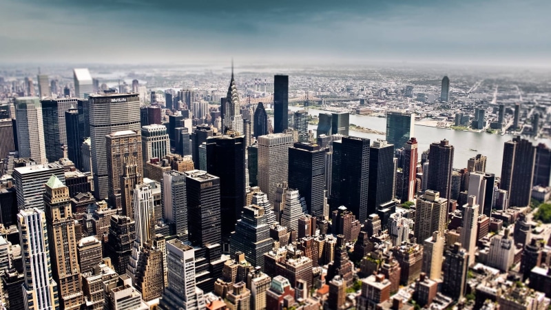 blurred, New York City, Chrysler Building, tilt shift, urban, building, 1080P, cityscape, city
