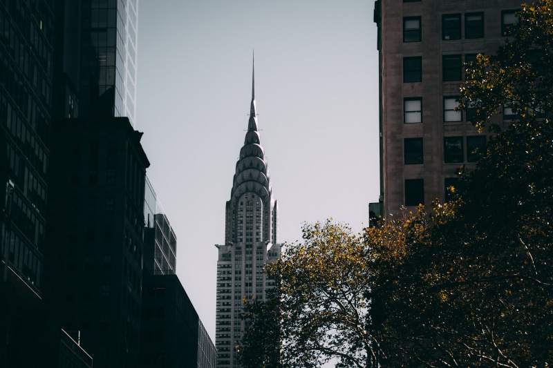 usa, architecture, new york, rise, building exterior, 5K, travel destinations, near, day, landmark, white, facade, modern, skyscraper, tree, new york city