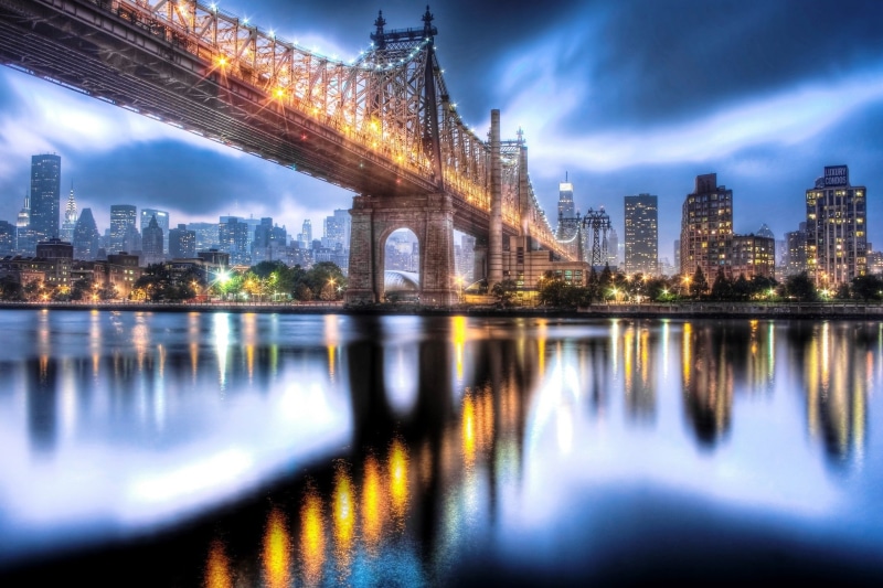 bridge, cityscape, New York City, Queensboro Bridge, Manhattan, reflection, 1080P
