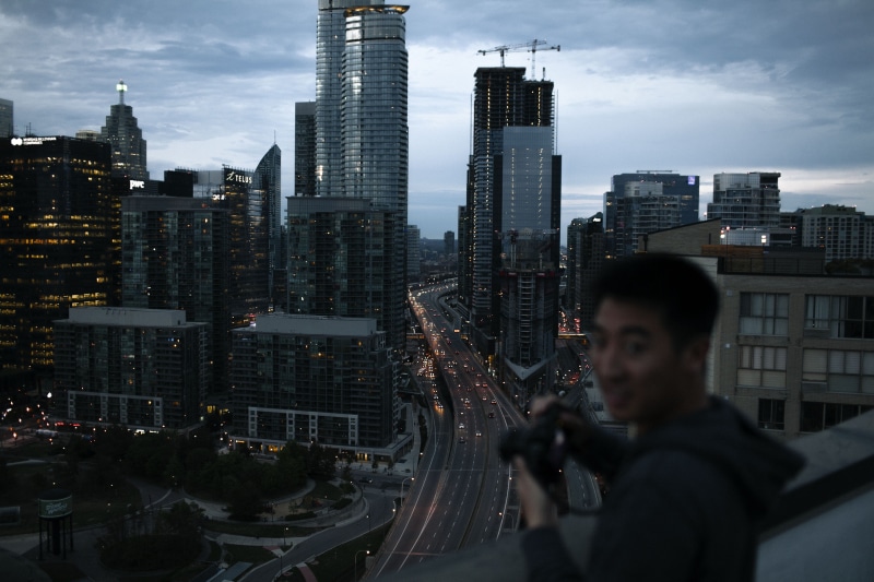 one person, 4K, built structure, skyline, city, cityscape, tall - high, men, roads, office, architecture, cars, real people, skyscraper, cloud - sky, lifestyles