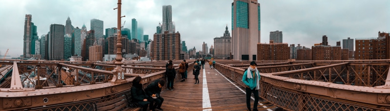 8K, urban skyline, city, financial district, panorama, pano, modern, bridge, tower, travel, nature, building, Brooklyn, skyscraper, brooklyn bridge, building exterior