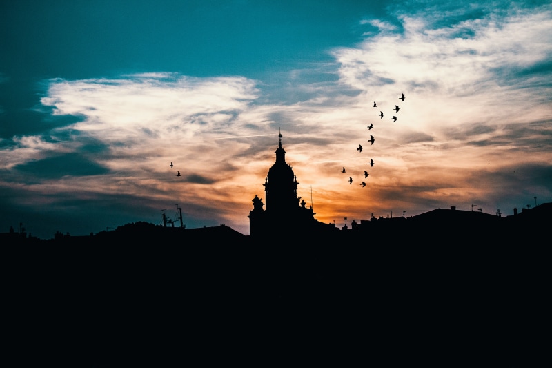 nature, sun, the past, 5K, cloud - sky, travel, history, sky, twilight, travel destinations, noir, and, la rochelle, sunset, city, birds, blackandwhite