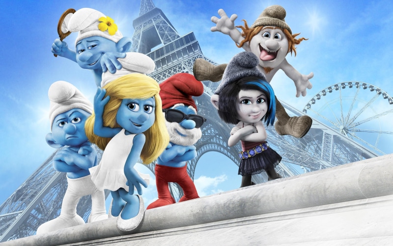 movies, eiffel-tower, clumsy, the-smurfs, smurfs, smurfette, beautiful, 2K, entertainment, france, paris