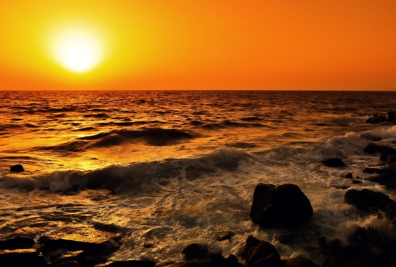 romantic, sunlight, sea, nature, beach, landscape, land, orange, 4K, red sea coast, george paris, golden, scenics - nature, clouds, outdoors, motion, coast