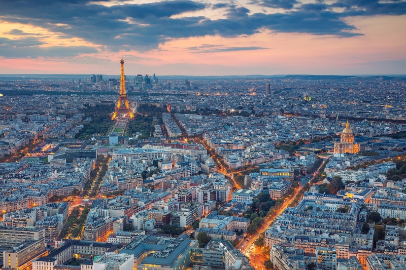 panorama, 1080P, France, Paris, sunset, the evening