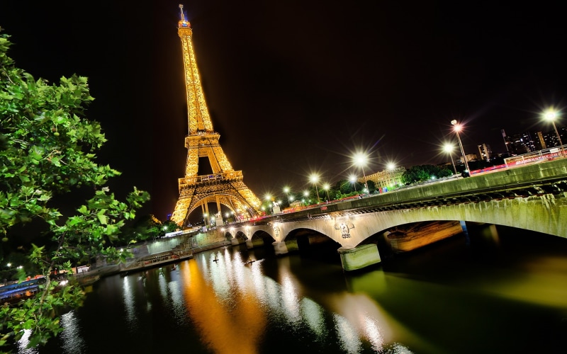 River, Bridge, France, Tower, View, Night, Lights, Paris, Seine, Eiffel, 1080P