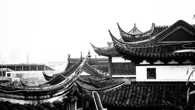 travel destinations, 4K, architecture, built structure, fog, roof, building exterior, clear sky, black and white, belief, art, ornate, day, building, spirituality