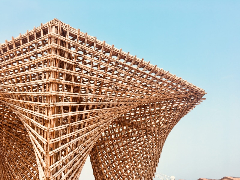 housing, modern, building, hotel, sunlight, metropolis, sky, blue, built structure, travel, architecture, plant, venezia, tall - high, wood, clear sky
