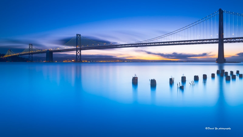 Haida, architecture, blue, famous Place, Oakland Bay bridge, tilt  shift  lens, 720P, suspension Bridge, Calmness, bridge - Man Made Structure, Optical  filter