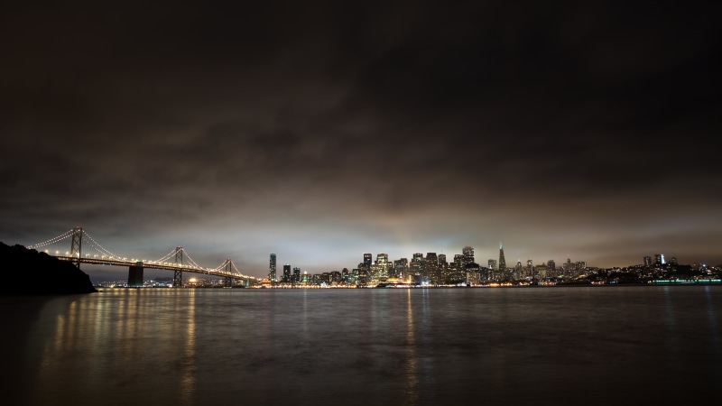 bay, san, f/2, baybridge, landscape, water, francisco, skyline, brooklyn, night, longexposure, sf, San Francisco, bridge, 4K, night time, picture, cityscape