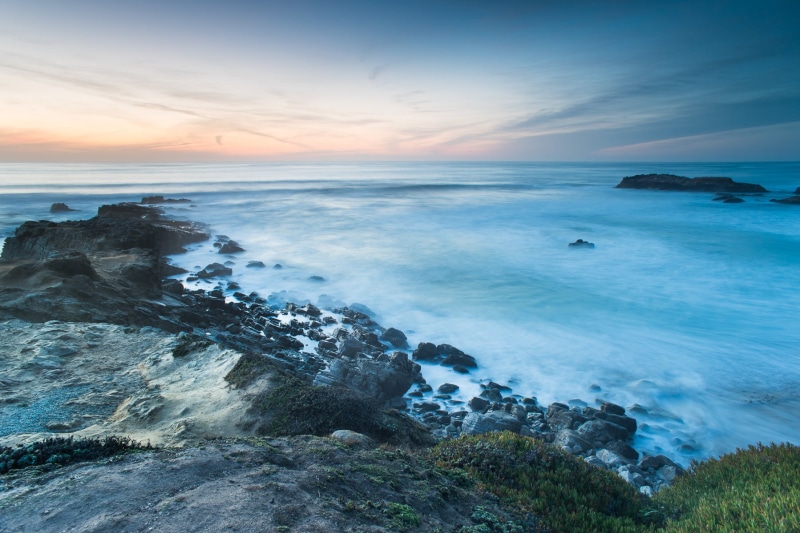 rock - Object, green, ocean, landscape, pacific, blue, sea, dusk, california, nature, coastline, daytime, green grass, om, near, seascape, sunset, wave