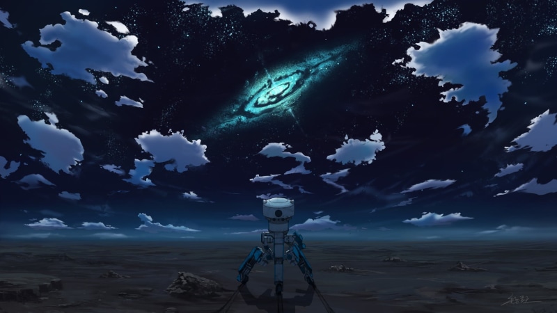outdoors, sea, environment, digital composite, nature, night, astronomy, sky, space exploration, water, no people, 1080P, land, robot, Rakuen Tsuihou