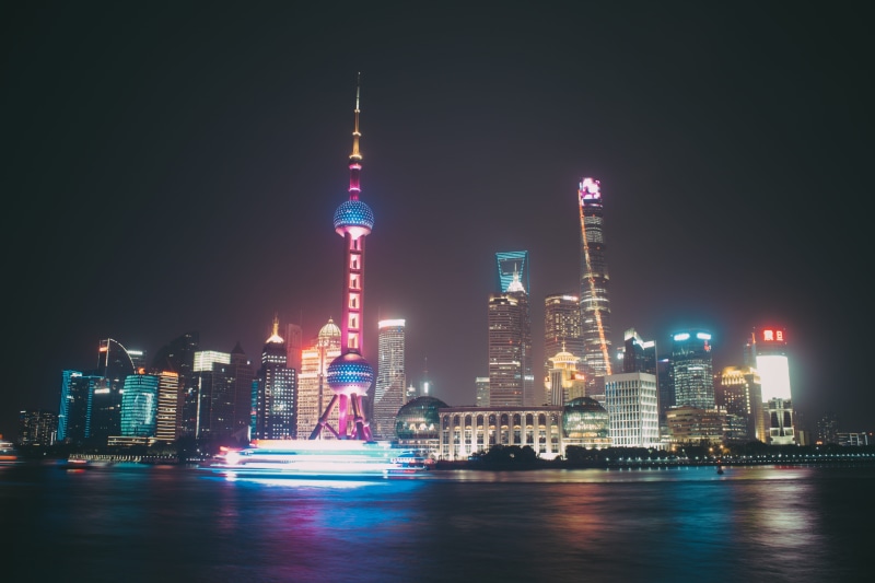 building exterior, lights, architecture, longexposure, landscape, china, spire, office building exterior, skyscraper, tower, cityscape, urban, bund, water
