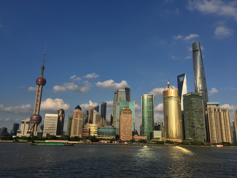 water, skyscraper, shanghai tower, shanghai oriental pearl, tall - high, 4K, architecture, built structure, urban skyline, city, cloud - sky, travel destinations