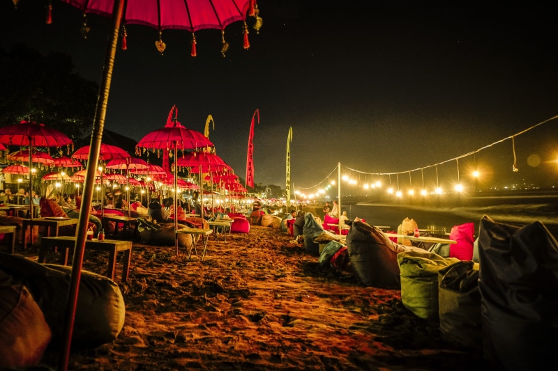 beach, amusement park, water, decoration, body, bags, dark, lantern, taken, hanging, shore, flags, red, night, nighttime, lighting equipment, amusement park ride