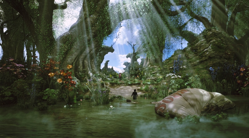 oscar diggs, oz, day, Fantasy, Movies, tree, Powerful, march, swimming, Great, no people, 2013, Oz the Great and Powerful, vertebrate, lake, tranquil scene