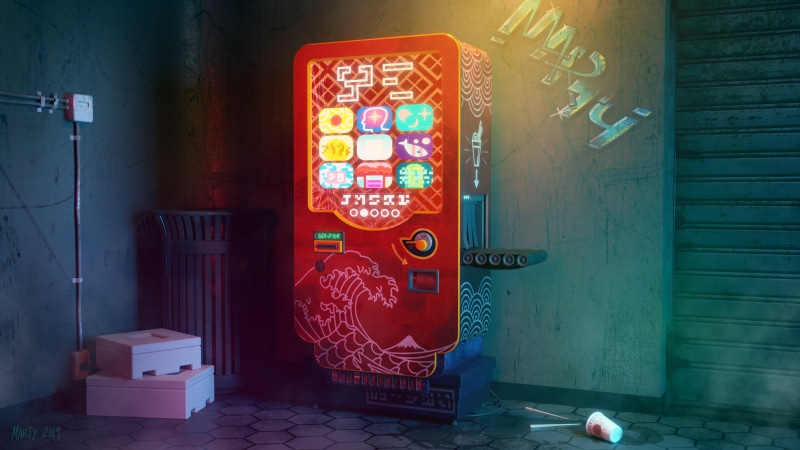 Artistic, 4K, Oriental, Vending Machine