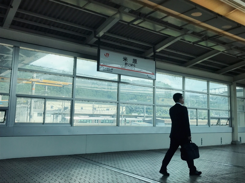 day, train, maibara, 4K, real people, standing, transparent, well-dressed, window, shinkansen, architecture, travel, businessman, japan, glass - material