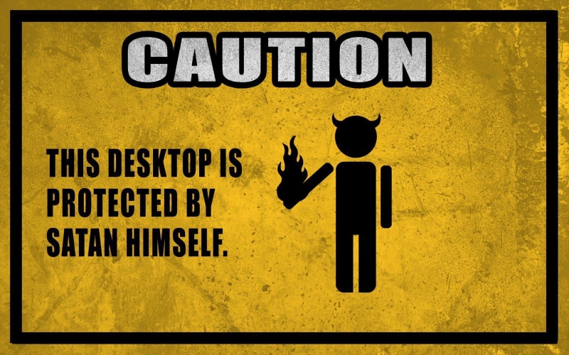 1080P, protected, caution, satan, sign, funny, signboard, 1920x1200