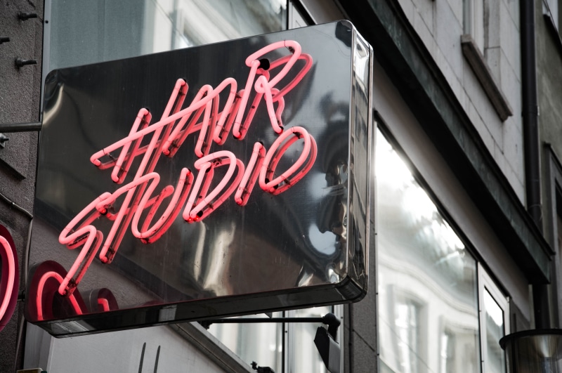 neon, store, led, salon, restaurant, 5K, no People, urban Scene, hair studio, neon pink sign, studio, salon interior, neon sign, sign, retail, neon light