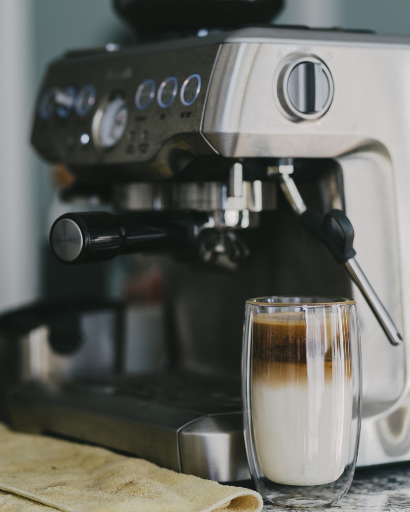 cafeteria, latte, female, toaster, no people, close-up, food and drink, appliance, machine, mug, glass, electronics, french door, 4K, indoors, drink, coffee - drink