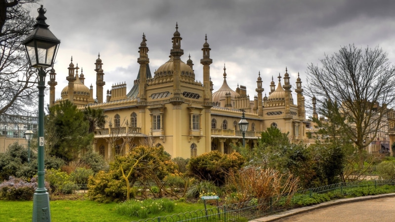 castle, nature, day, place of worship, path, religion, built structure, UK, clouds, sky, Brighton, brown, city, facade, tree, 1080P, travel destinations