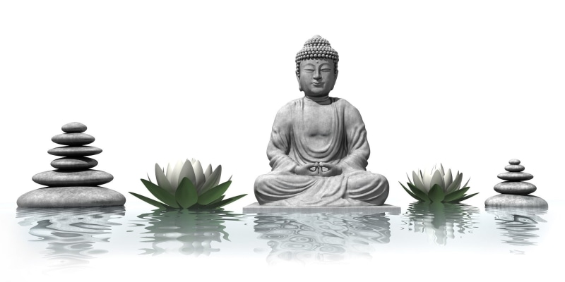 human representation, place of worship, idol, creativity, art and craft, belief, nature, sculpture, no people, reflection, water, buddha, wellbeing, representation