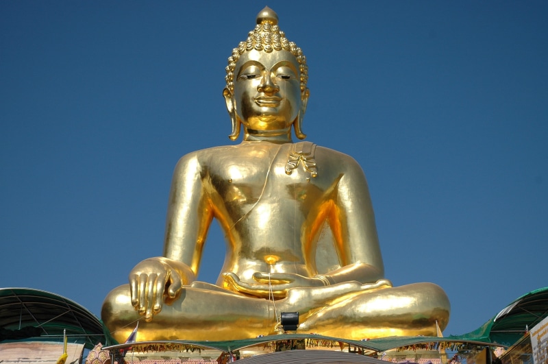 architecture, statue, representation, belief, place of worship, thailand, photo, sky, sculpture, gilded, gold colored, Buddha statue, built structure, no people