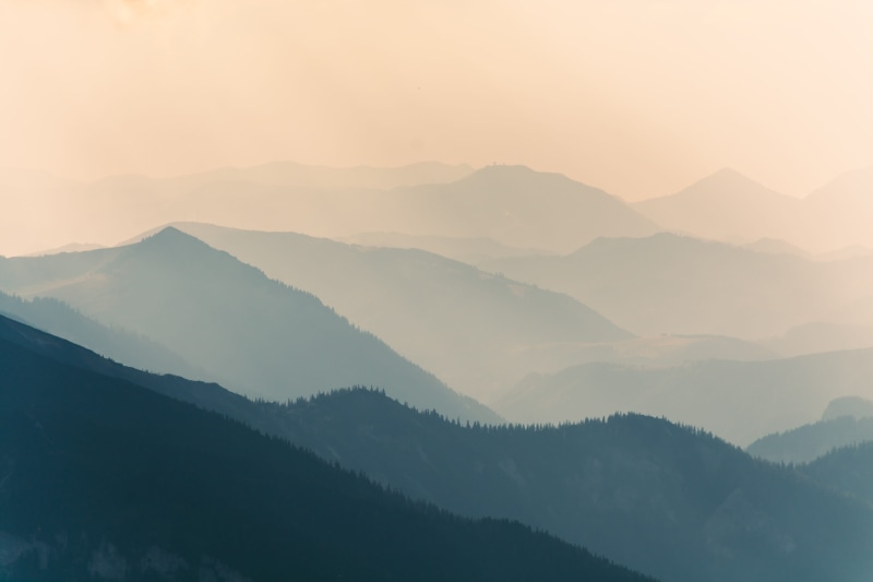 hazy, sunrise - Dawn, morning, mountain ridge, silhouette, photography, environment, outdoors, mountain, mountain Peak, scenics - nature, photograph, ridge
