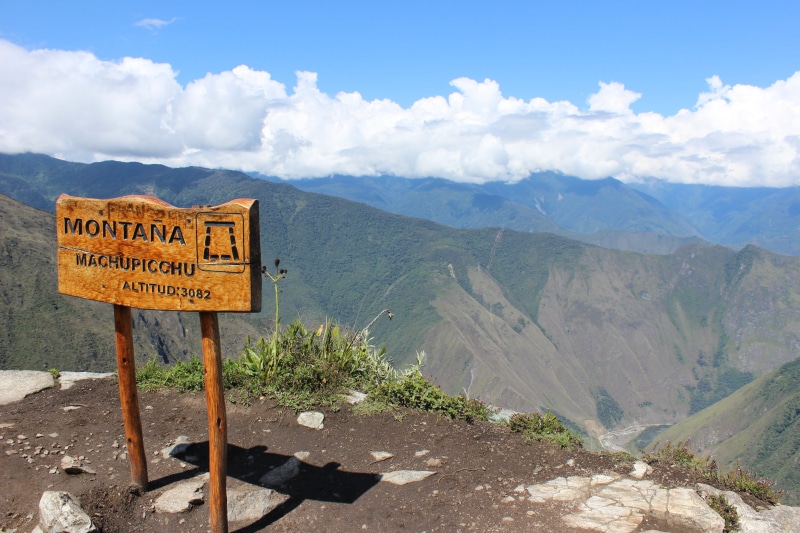 no people, text, tranquility, wooden, Machupicchu, cloud - sky, western script, places of interest, mountain, mountains, sign, sky, montana, Machu Picchu