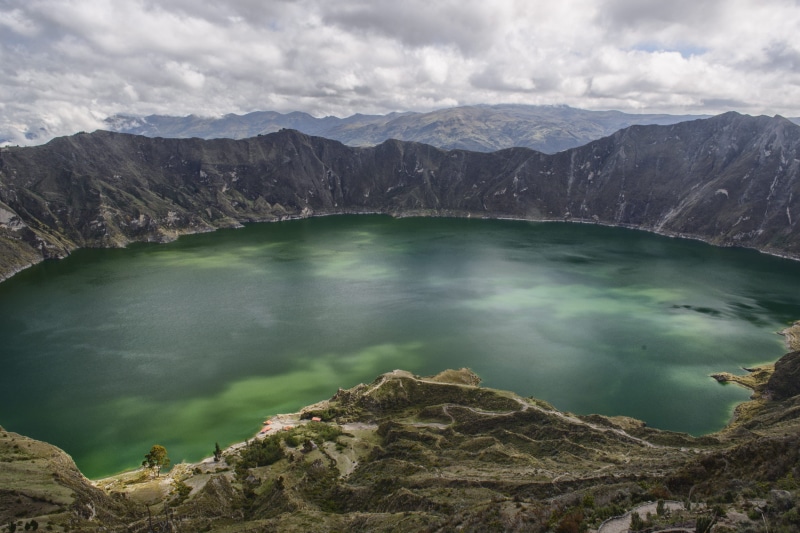 rock, idyllic, water, outdoors, nature, vulcano, cloud - sky, lake, turquoise colored, mountain range, environment, andes, volcanic crater, landscape, day