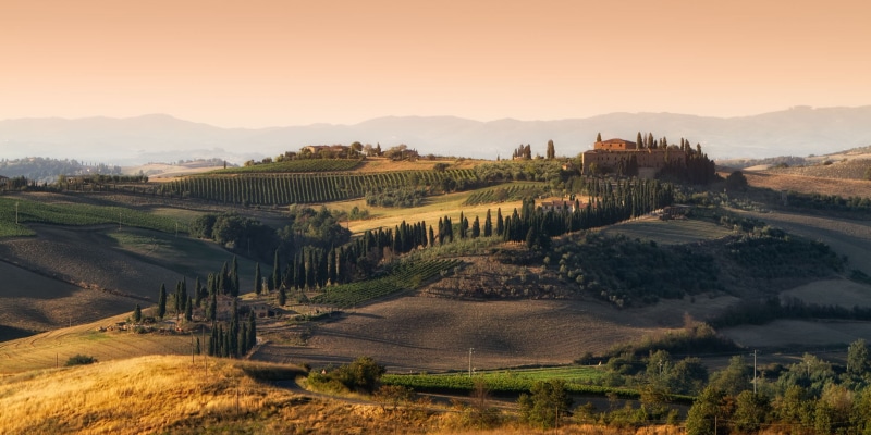 Tommy Clark, pine, www, hills, single, road  building, Landscape, RAW, mountain, Explore, light, Val dOrcia, filter, Toscana, house, agriturismo, pienza