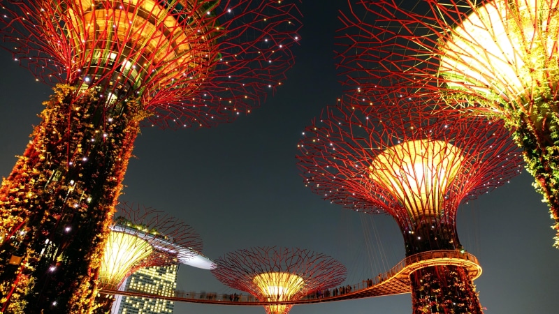 garden, supertree, nature, firework, 5k, firework - man made object, super tree, built structure, sky, arts culture and entertainment, low angle view, supertree grove
