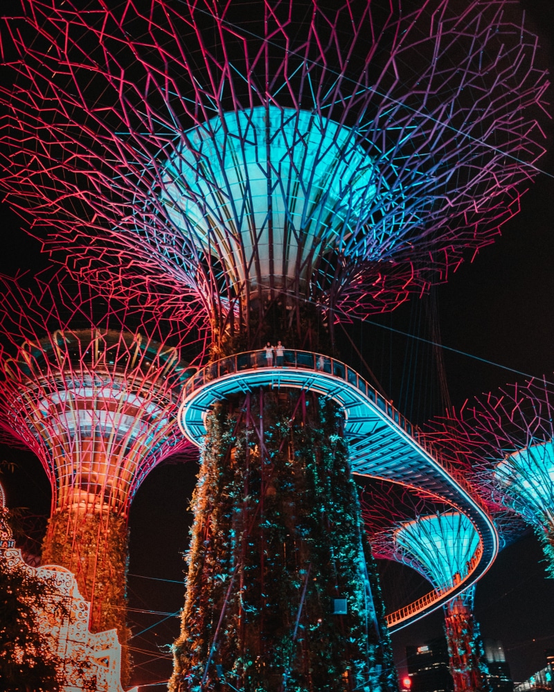 amusement park ride, long exposure, pattern, bay, singapore, garden, glowing, celebration, 4K, speed, arts culture and entertainment, night, amusement park