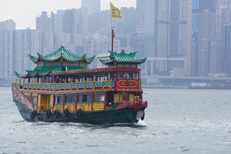 asia, nautical vessel, sky, tourism, green, travel, building exterior, 4K, harbor, outdoors, china, mode of transportation, transportation, waterfront