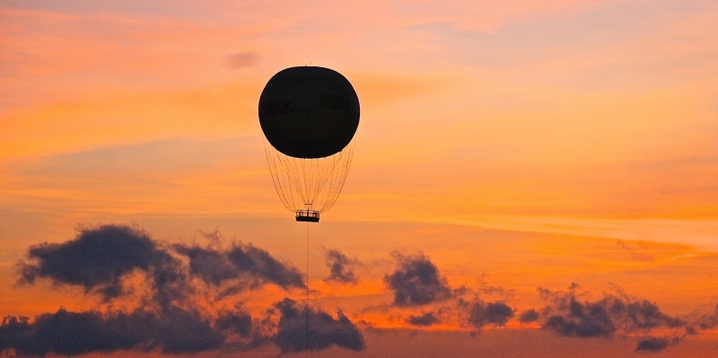 scenics - nature, air, balloon, orange color, adventure, parachute, cloud - sky, nature, china, photography, mid-air, mode of transportation, extreme sports