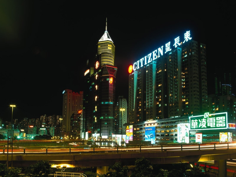 720P, travel destinations, citizen, tower, no people, built structure, sky, cityscape, china, illuminated, night, building exterior, Cityscapes, hongkong