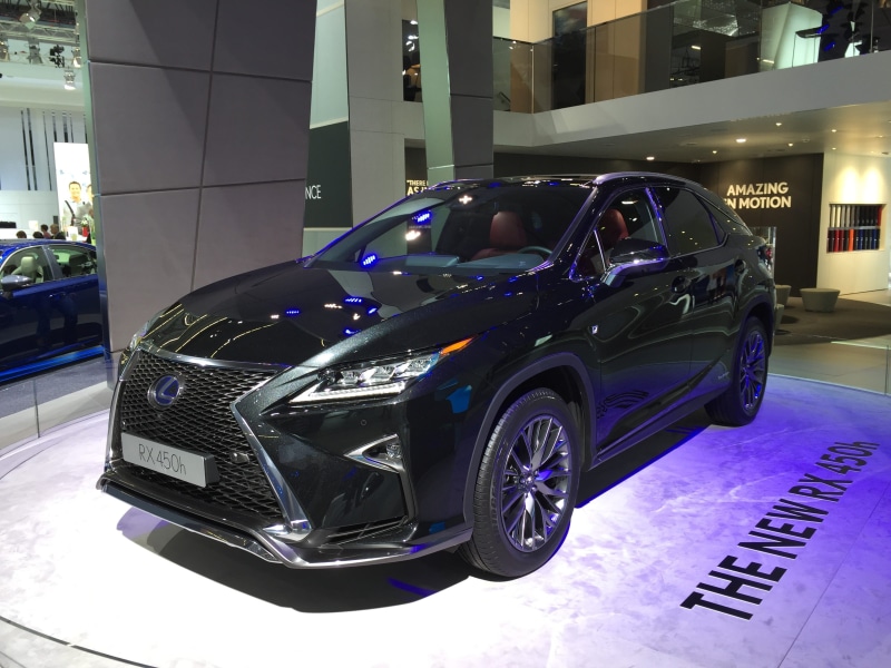 car, premium, trade fair stand, luxury, premiere, city, text, modern, 2K, iaa, architecture, land vehicle, dynamic, day, rx 450 h, lexus, parking, hybrid