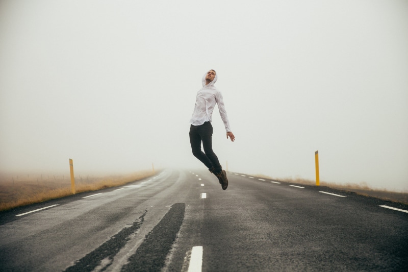 full length, young adult, Mens Fashion, day, transportation, Highway, direction, sky, motion, fog, Men, Road, Earth, Roadtrip, 4K, man, one person, adult