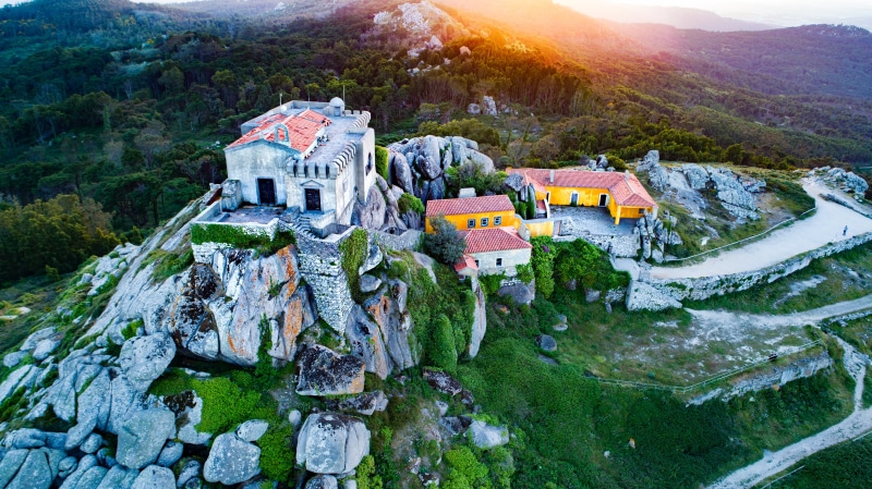 penha, on top, famous Place, white, resort, Colares, PT, Lisbon, com, nature, Ritz Carlton, da, red, Santuário, Portugal, hdr, dji, mountain, houses, yellow