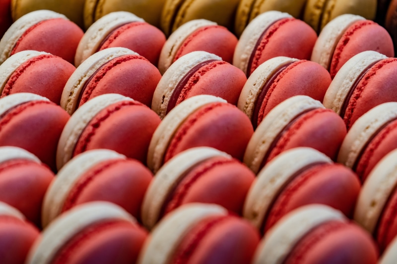 produce, french food, the ritz-carlton, french, order, freshness, macaroons, red, plant, egg, large group of objects, blanket, side by side, in a row, indulgence