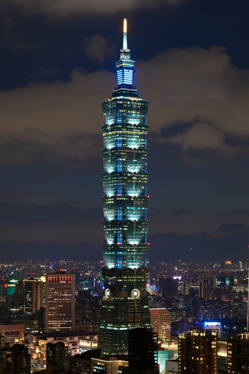 downtown, night, skyline, building, office building exterior, evening, rise, Taipei, taiwan, cityscape, nature, 4K, modern, buildings, financial district