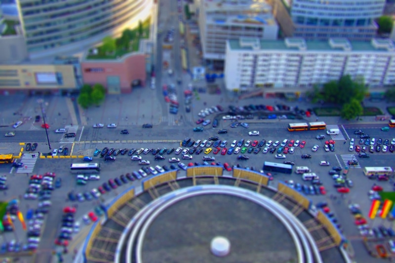 cityscape, nightlife, mode of transportation, city life, architecture, color, motor vehicle, car, Polish, city, 2K, tilt-shift, night, vehicles, business